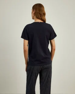 T-shirt de algodão decote em V