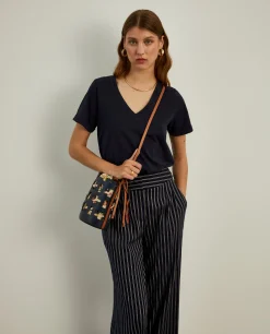 T-shirt de algodão decote em V