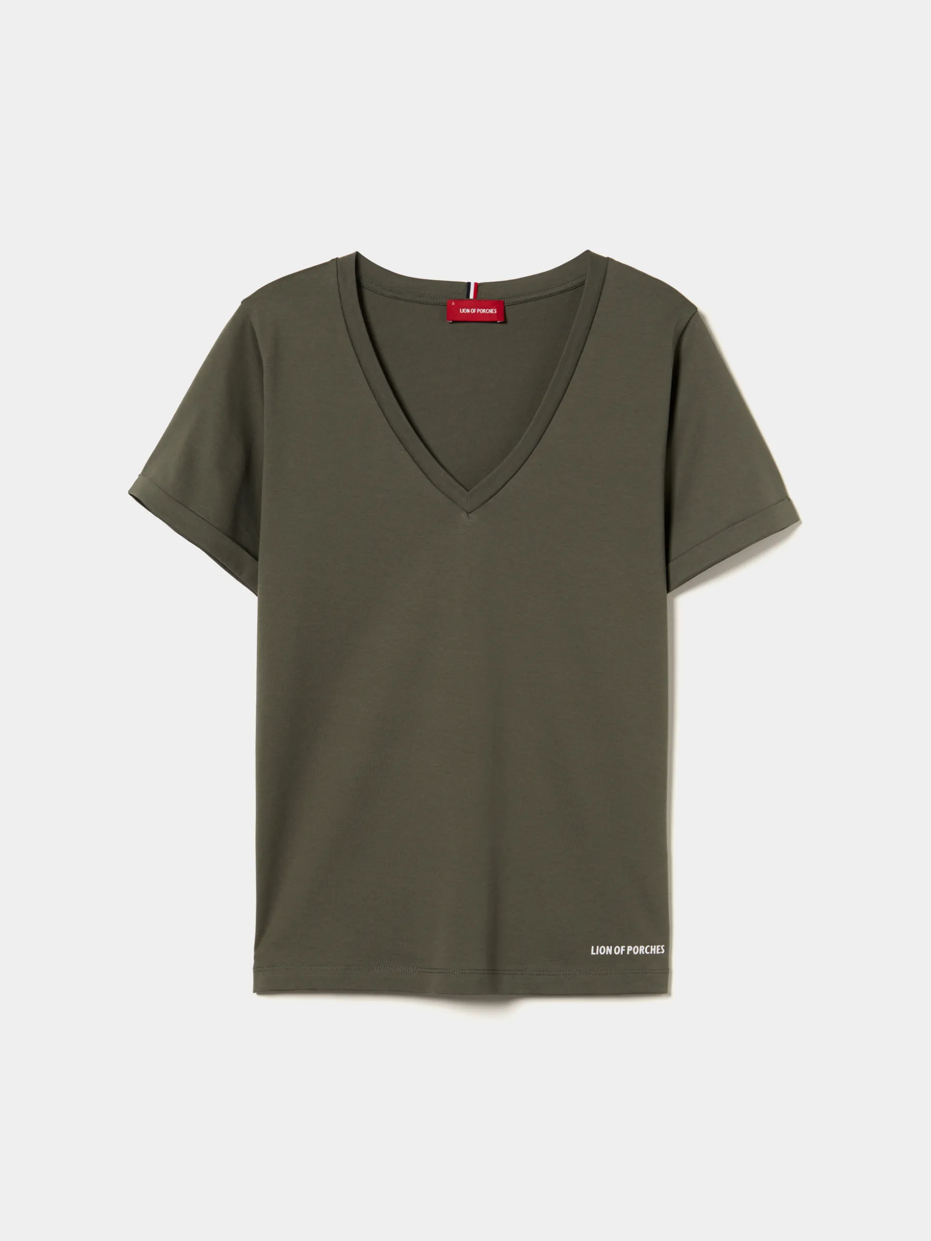 T-shirt de algodão decote em V