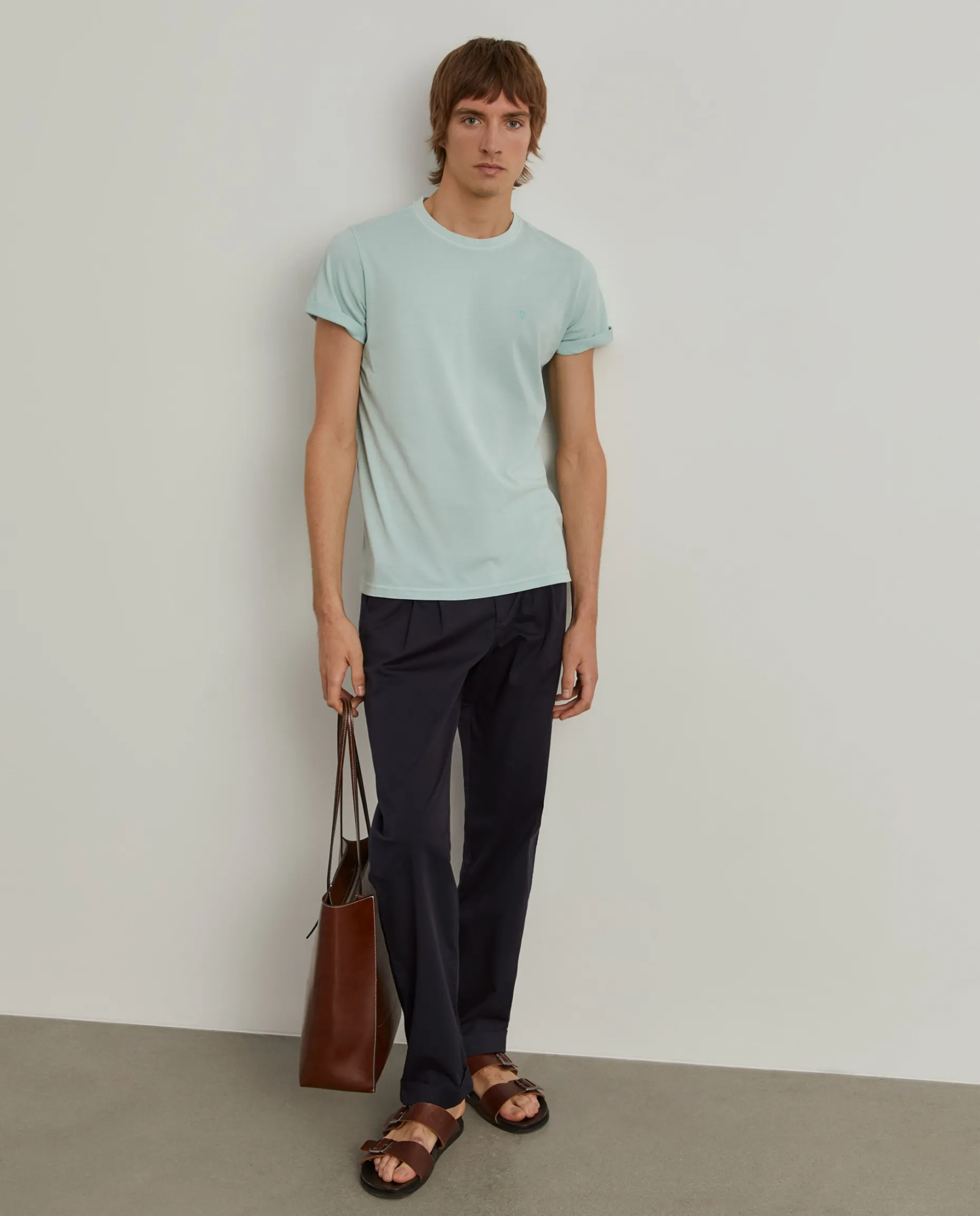 T-shirt de algodão garment dye