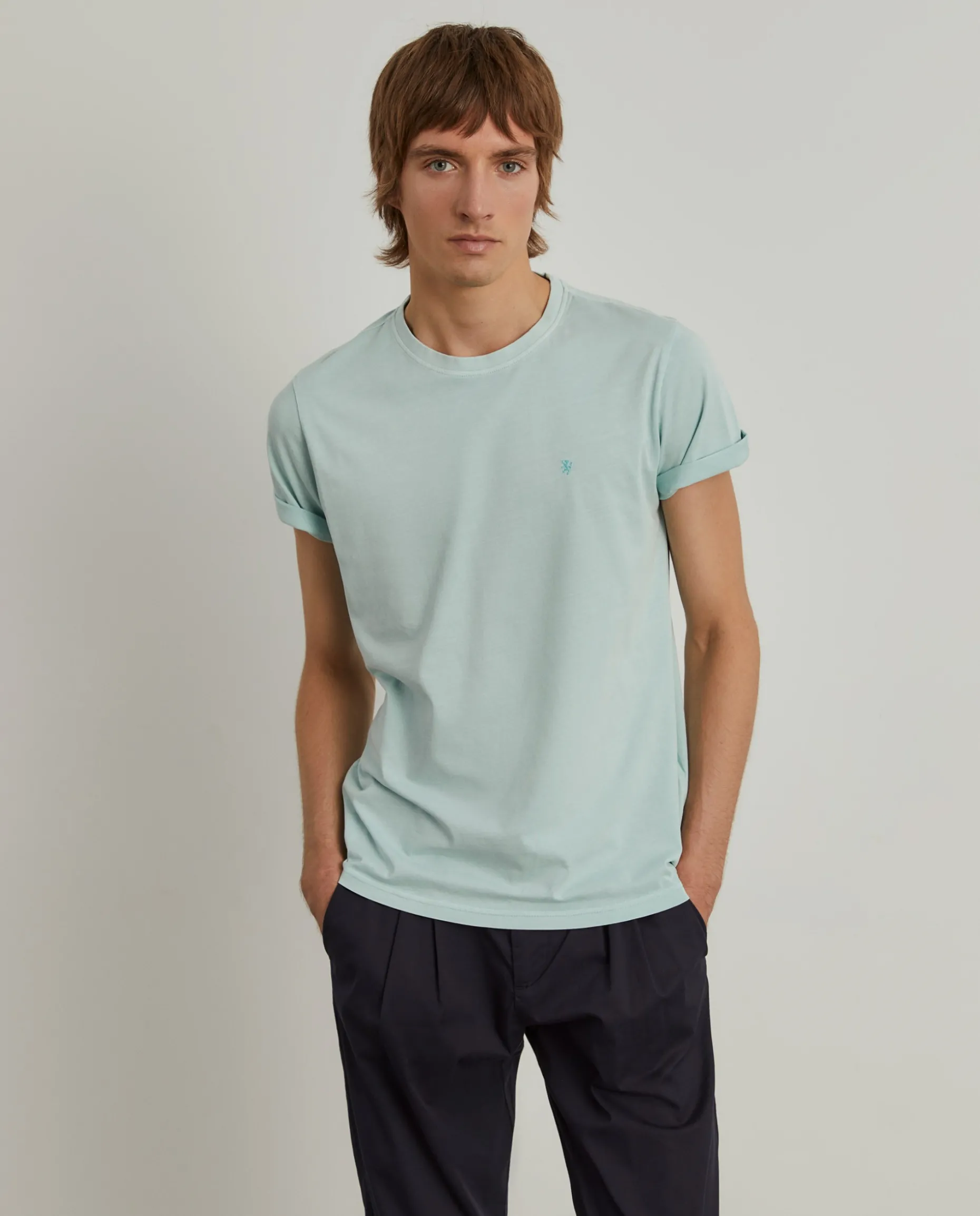 T-shirt de algodão garment dye