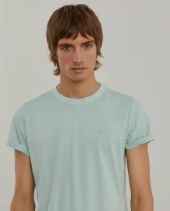 T-shirt de algodão garment dye