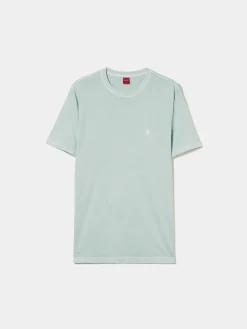 T-shirt de algodão garment dye