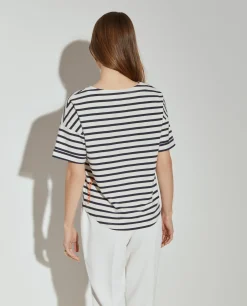 T-shirt de malha às riscas