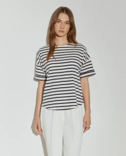 T-shirt de malha às riscas