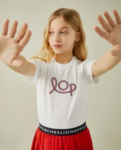 T-shirt manga curta com bordado LOP