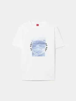 T-shirt manga curta com estampado