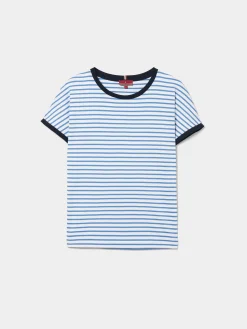 T-shirt manga curta às riscas