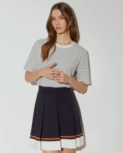 T-shirt manga curta às riscas