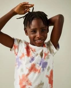 T-shirt padrão tie dye em algodão