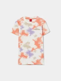 T-shirt padrão tie dye em algodão