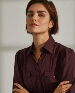 Vestido camiseiro comprido em tencel