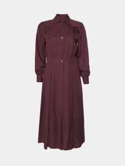 Vestido camiseiro comprido em tencel