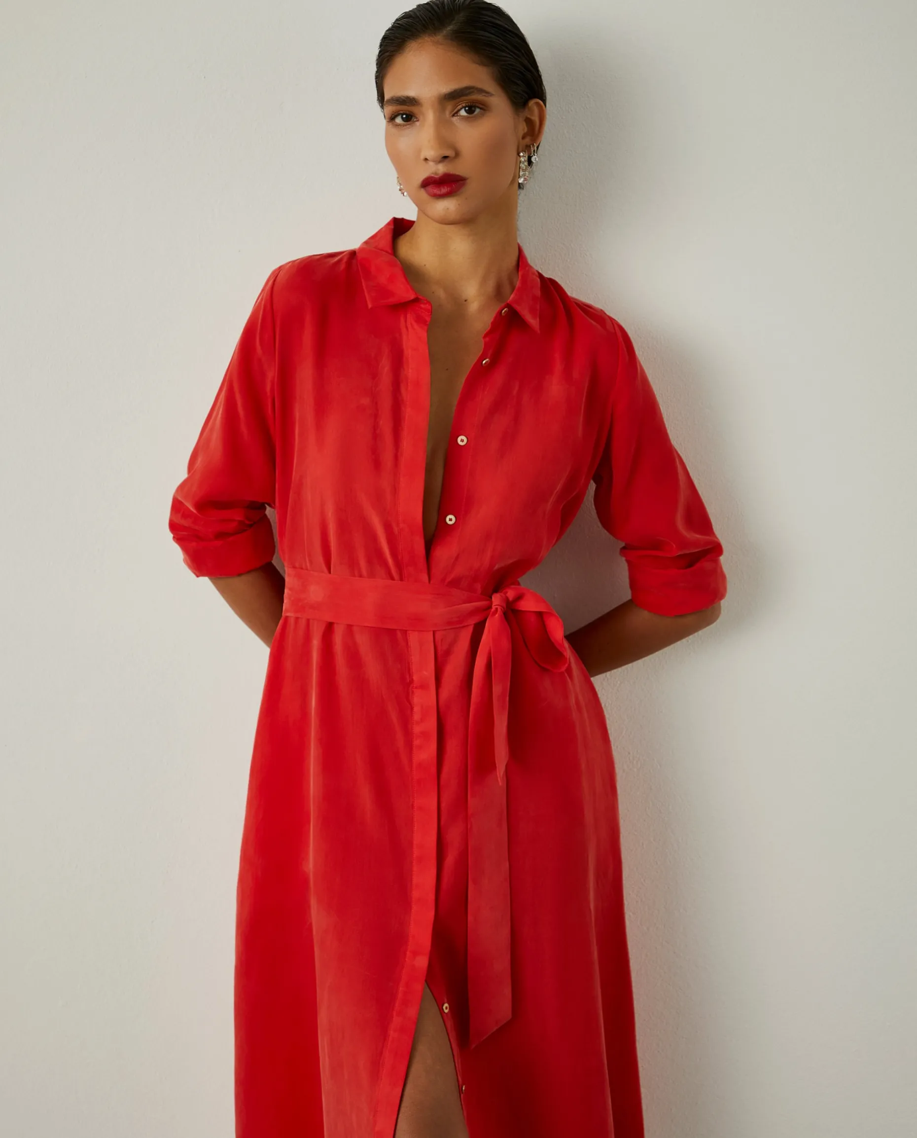 Vestido camiseiro comprido