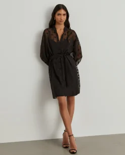 Vestido camiseiro semitransparente polka dots