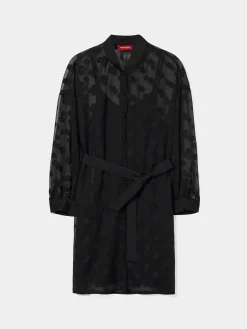 Vestido camiseiro semitransparente polka dots