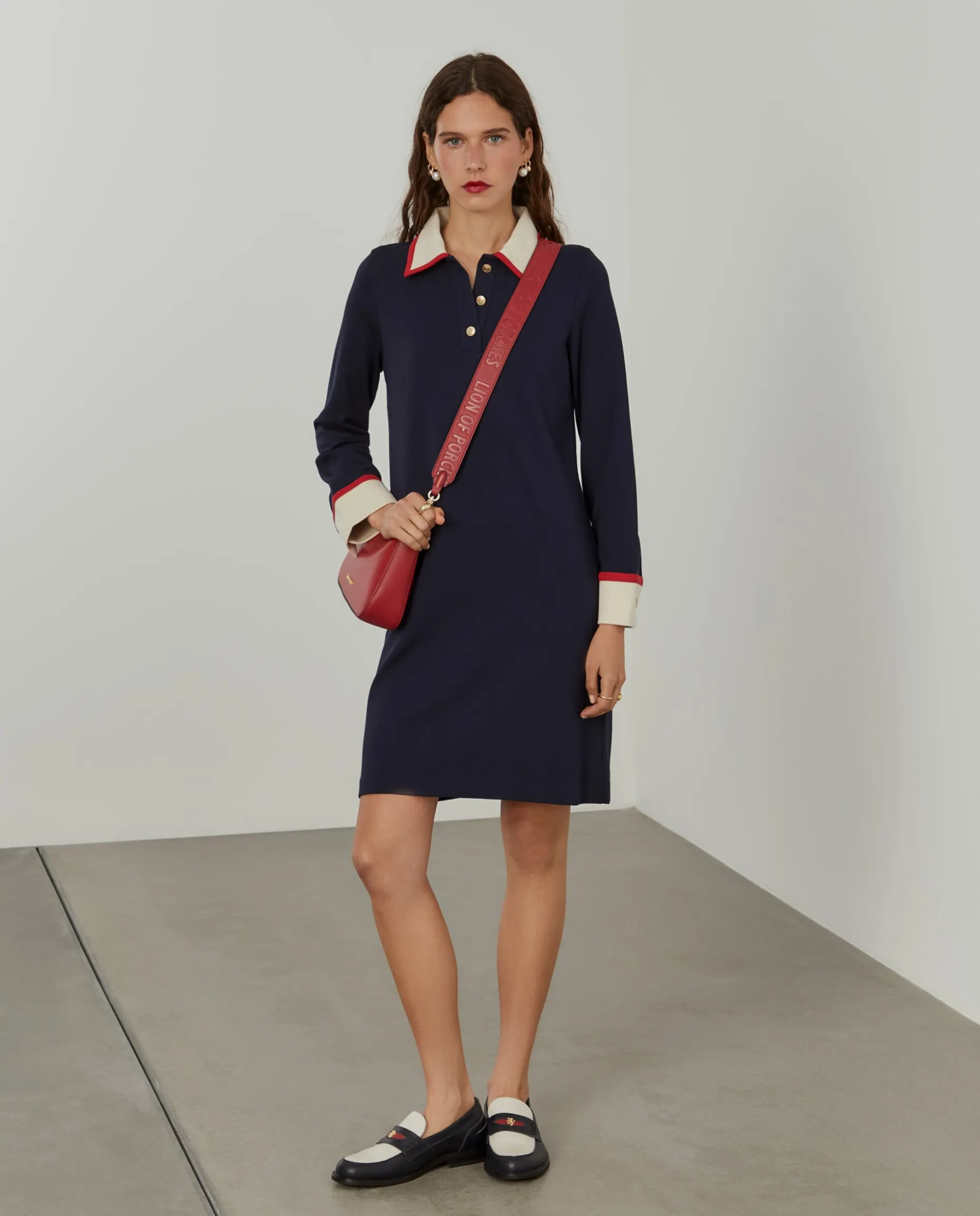 Vestido color block manga comprida