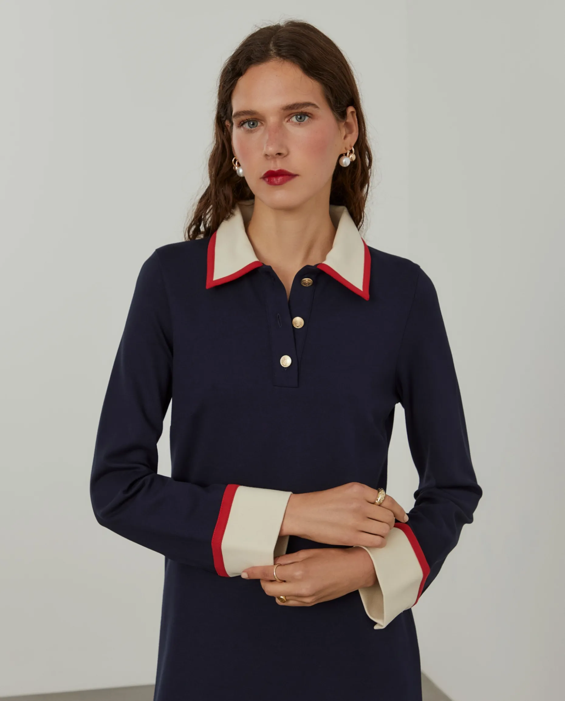 Vestido color block manga comprida