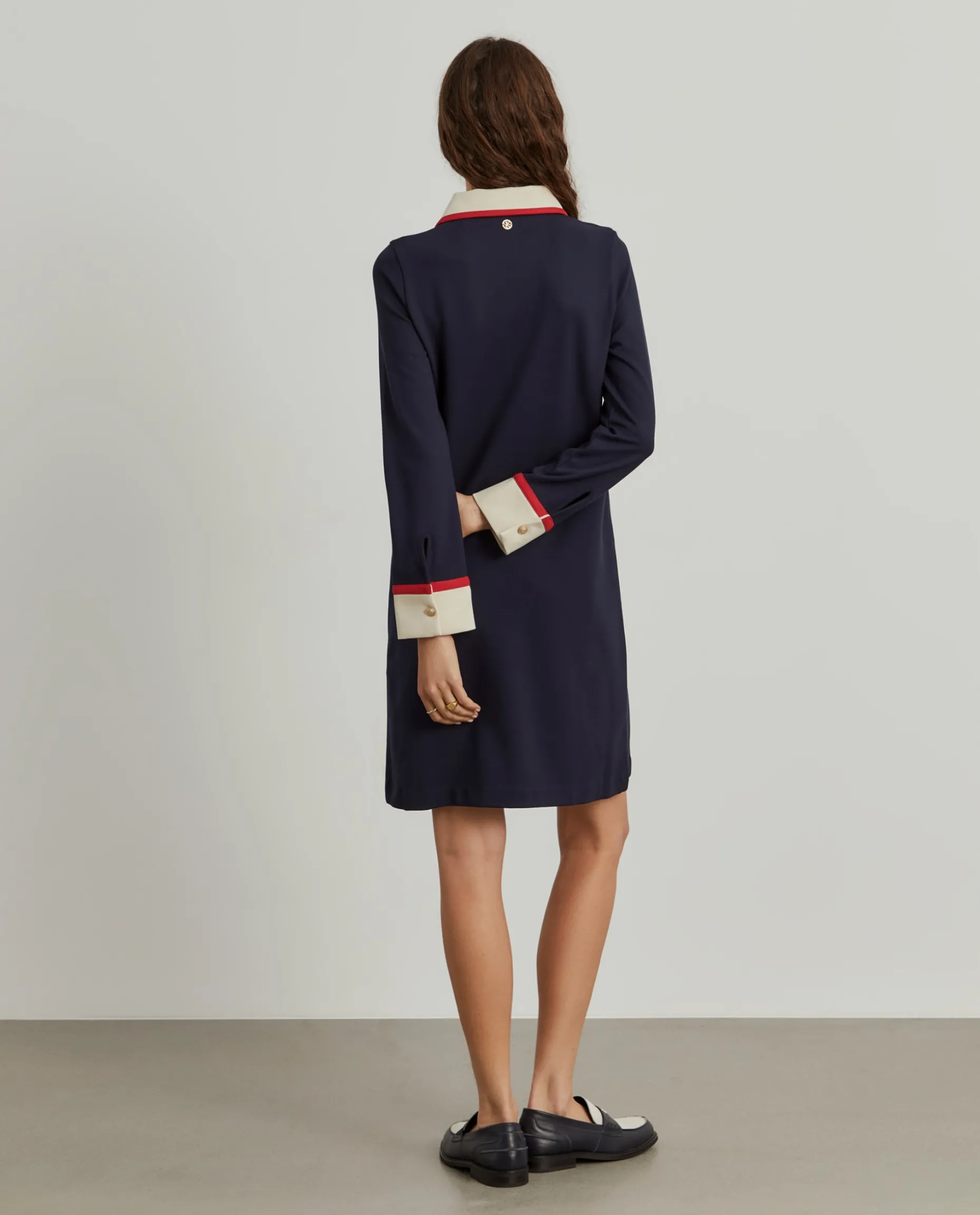 Vestido color block manga comprida