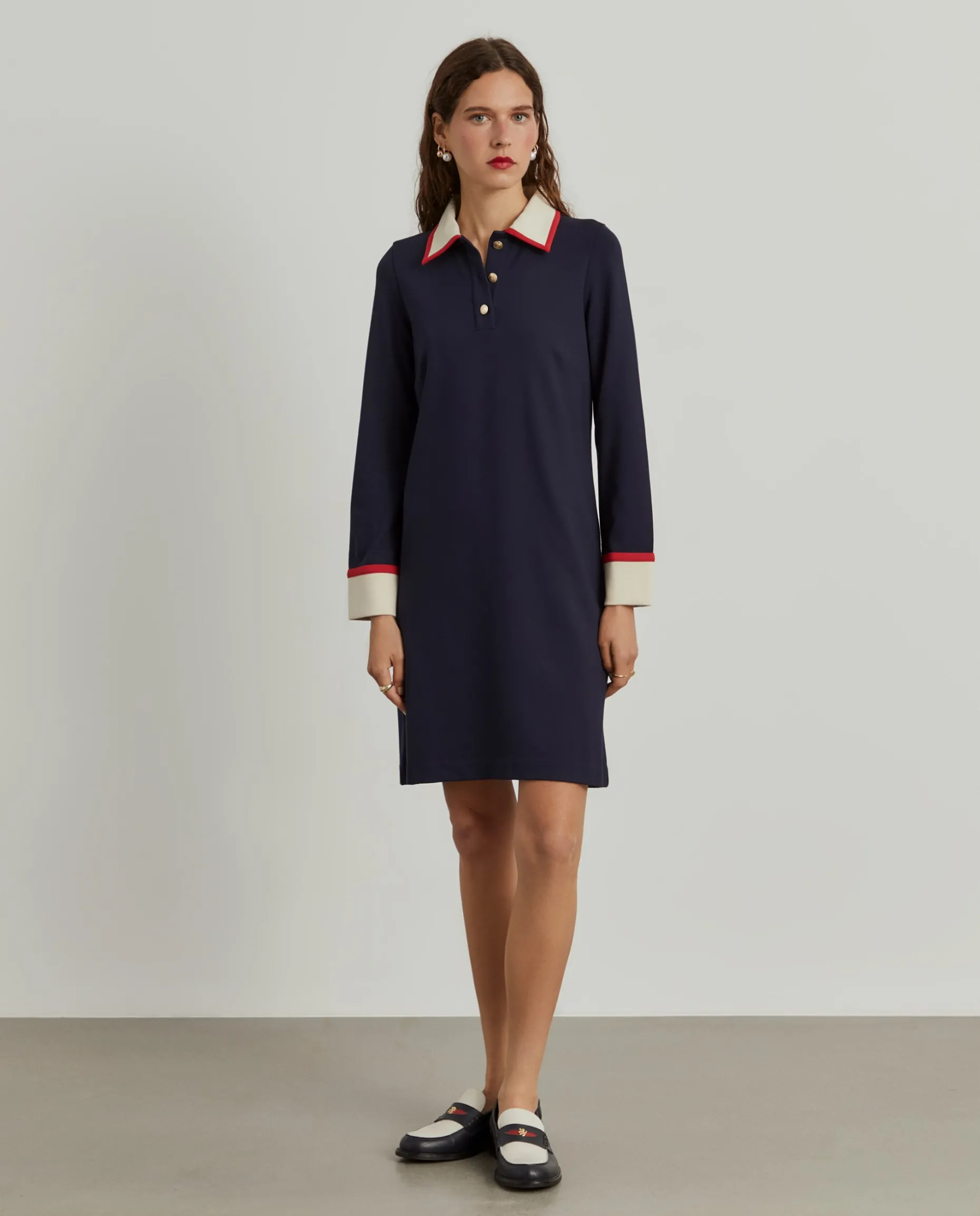 Vestido color block manga comprida