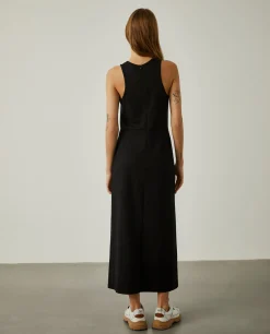 Vestido comprido manga cava