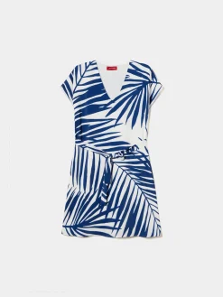 Vestido curto com folhas