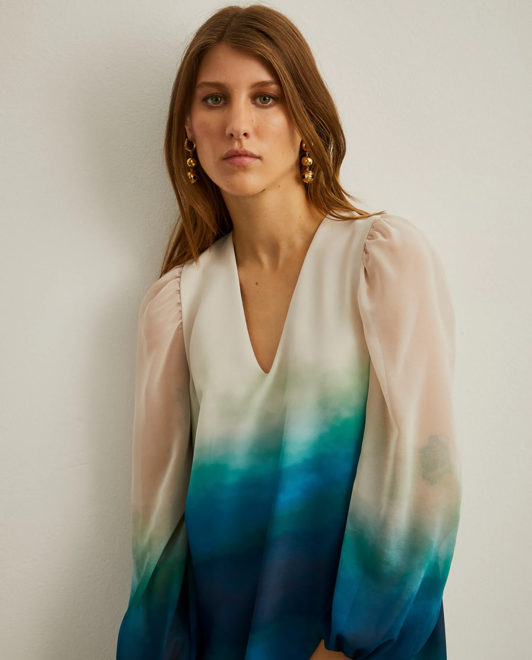 Vestido curto com padrão degradé