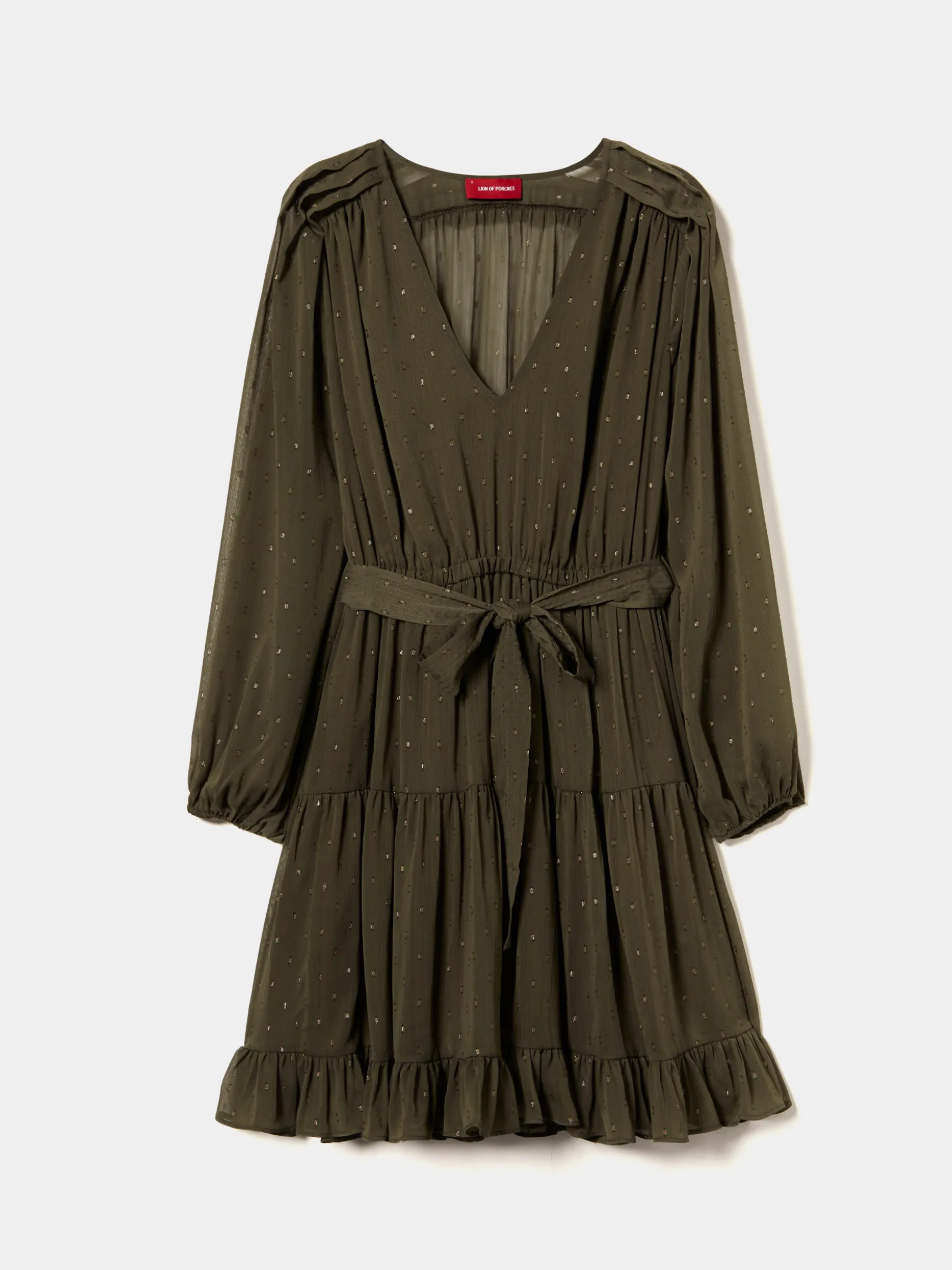 Vestido curto com padrão de pintas