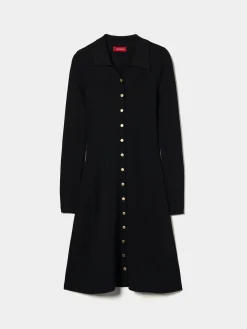 Vestido curto evasé de manga comprida