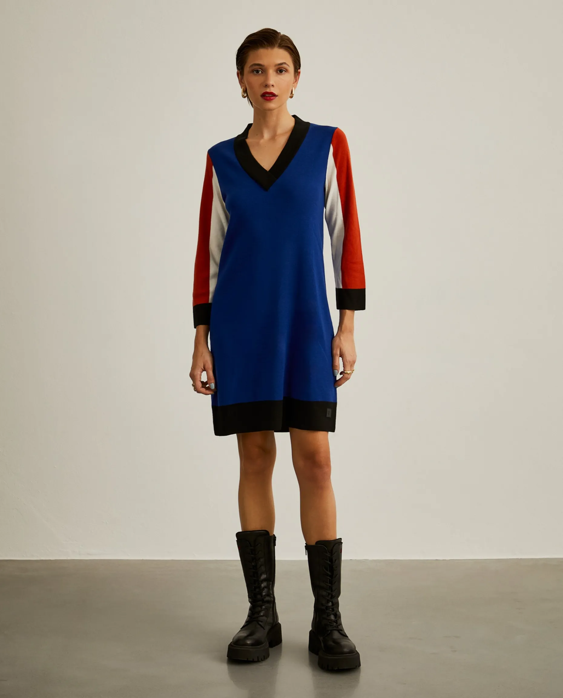 Vestido de malha colorblock