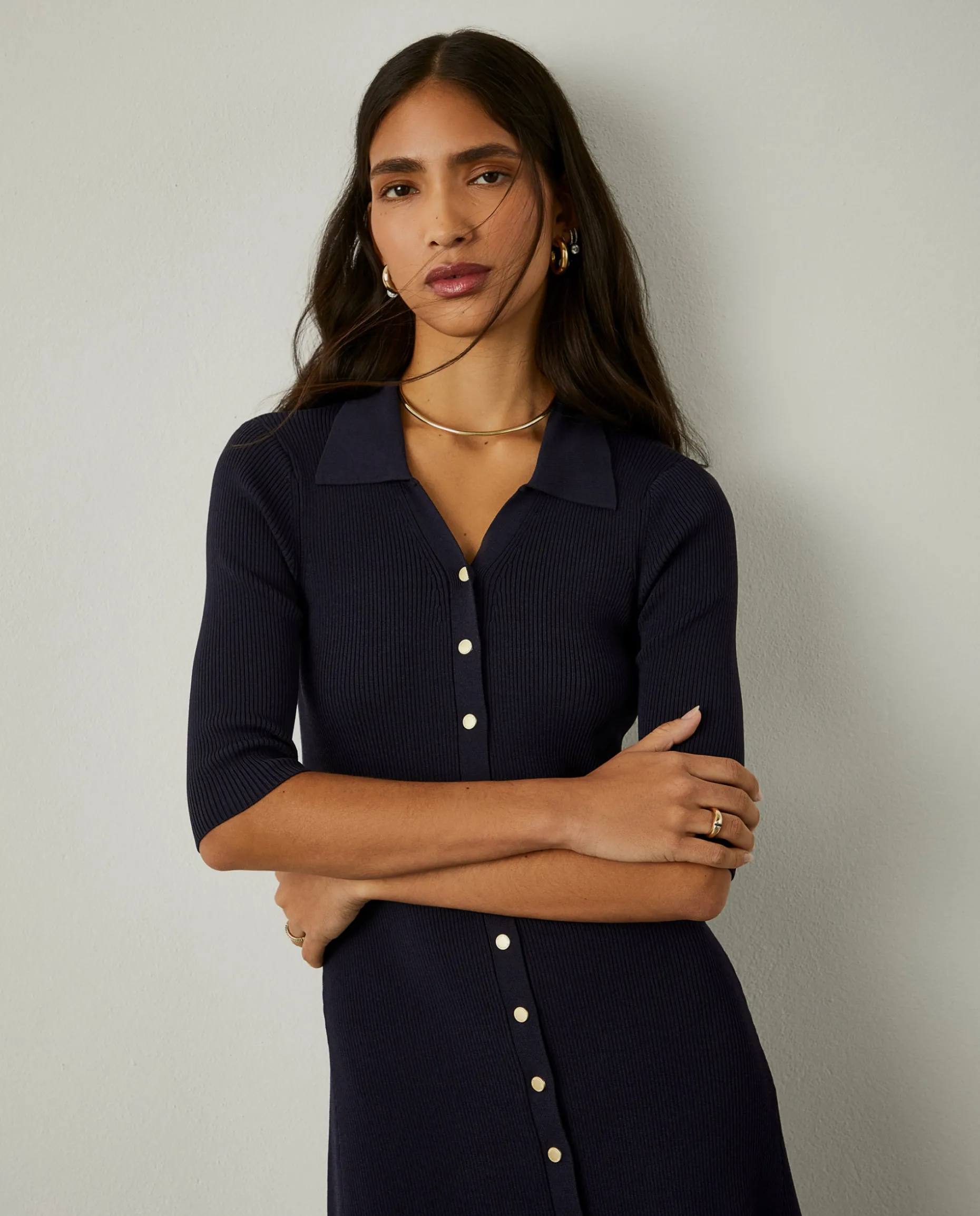 Vestido de malha com molas