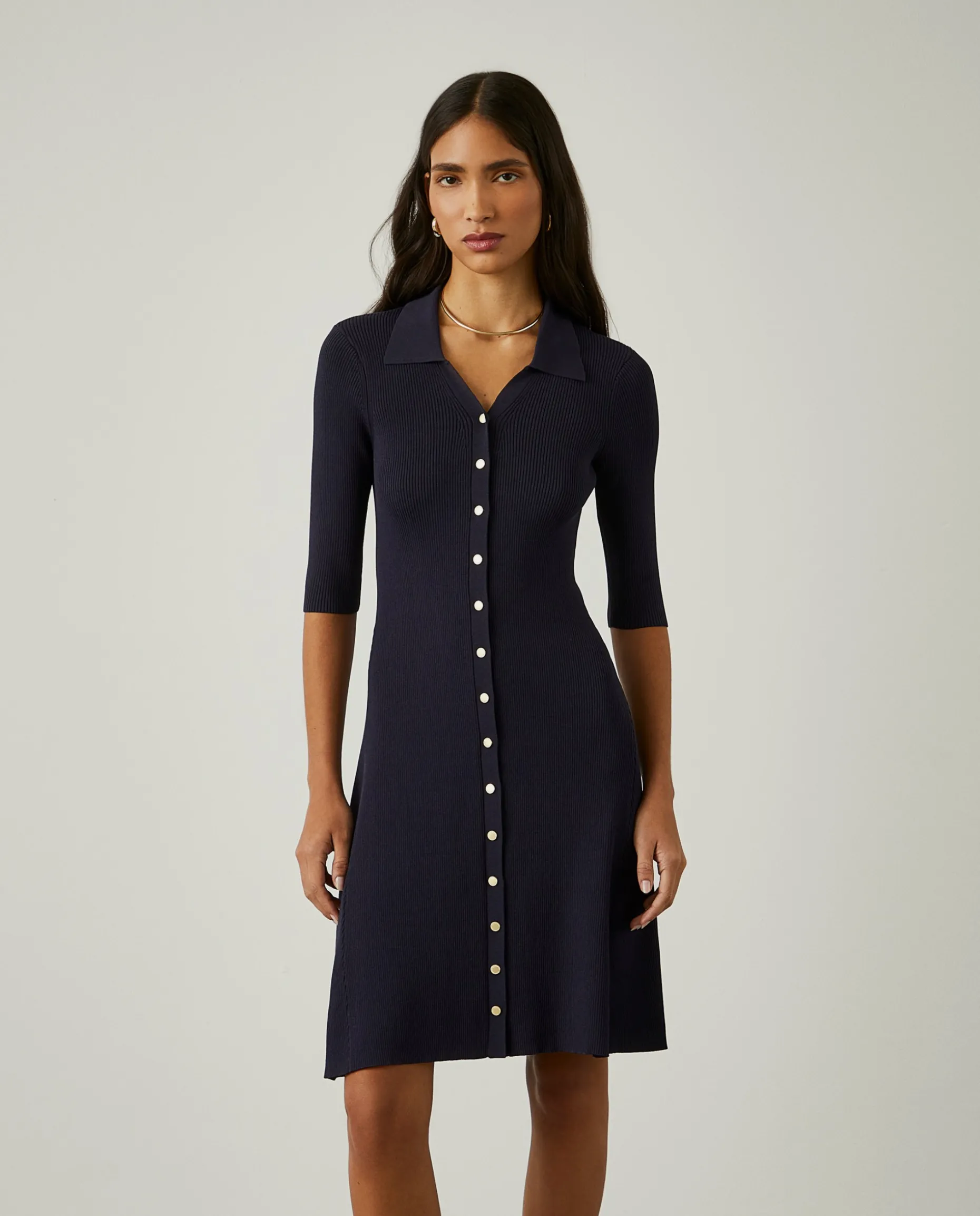 Vestido de malha com molas