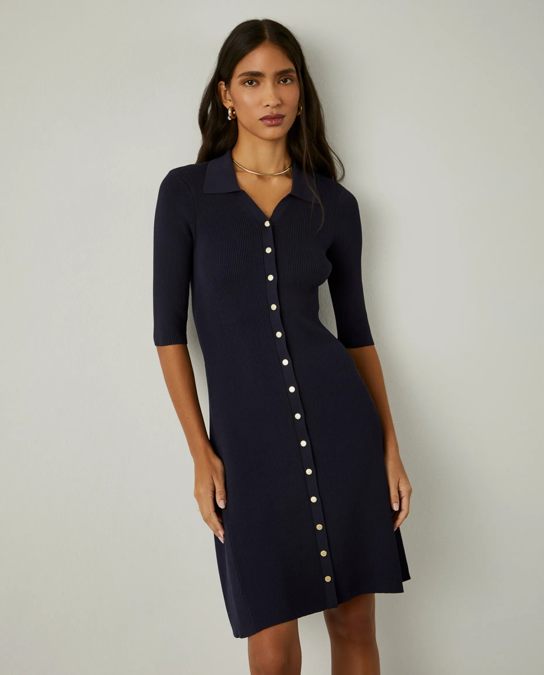 Vestido de malha com molas