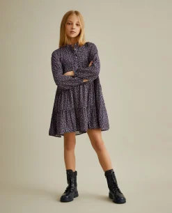 Vestido de manga comprida com padrão floral