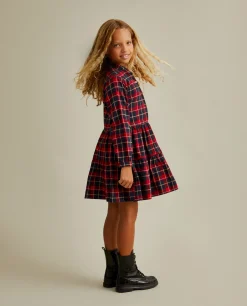 Vestido de manga comprida com padrão xadrez