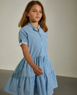 Vestido de manga curta às riscas