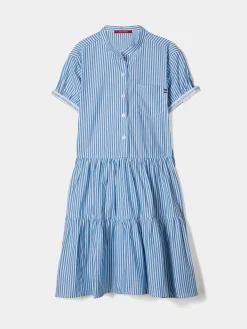 Vestido de manga curta às riscas