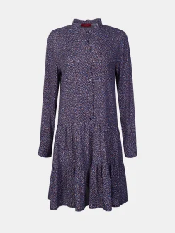 Vestido estampado com folho