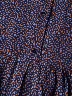 Vestido estampado com folho