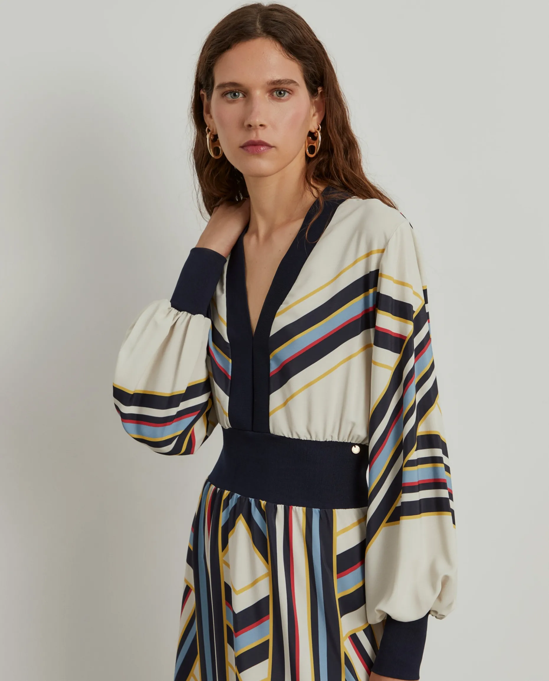 Vestido estampado manga comprida