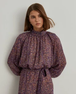 Vestido estampado mangas abalonadas