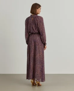 Vestido estampado mangas abalonadas