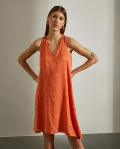 Vestido estampado sem mangas