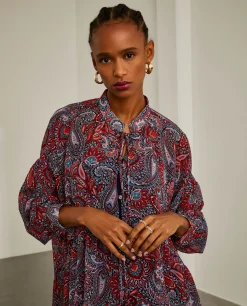 Vestido fluido com padrão cornucópias