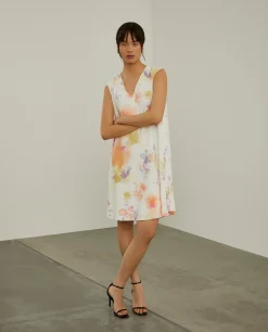 Vestido fluido com padrão tie dye