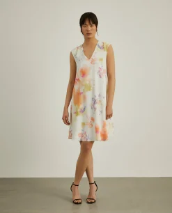 Vestido fluido com padrão tie dye