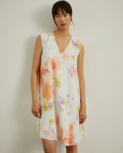 Vestido fluido com padrão tie dye