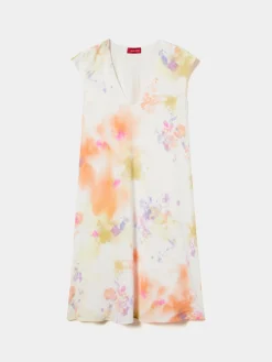 Vestido fluido com padrão tie dye