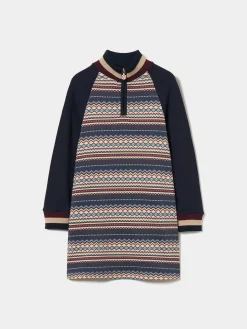 Vestido malha manga comprida com padrão