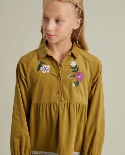 Vestido manga comprida em bombazine